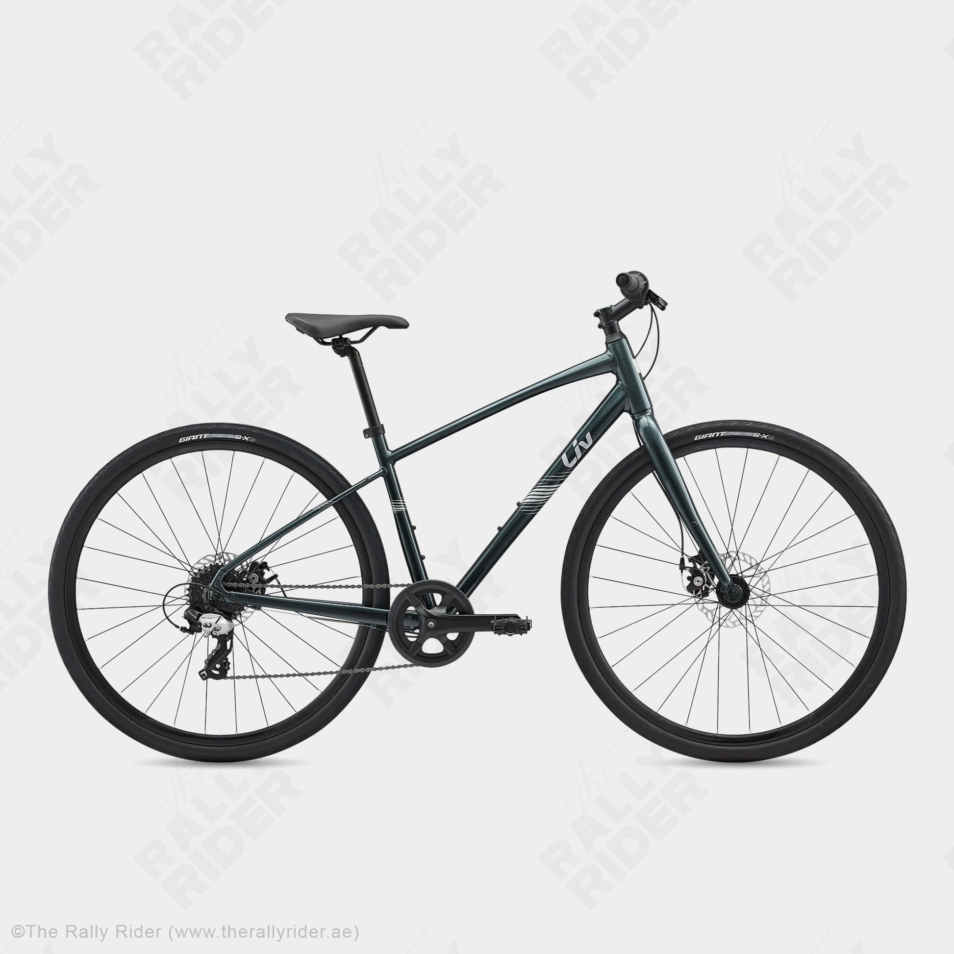 Giant Liv Alight 4 hybrid bike in Asphalt Green, 700c wheels and disc brakes