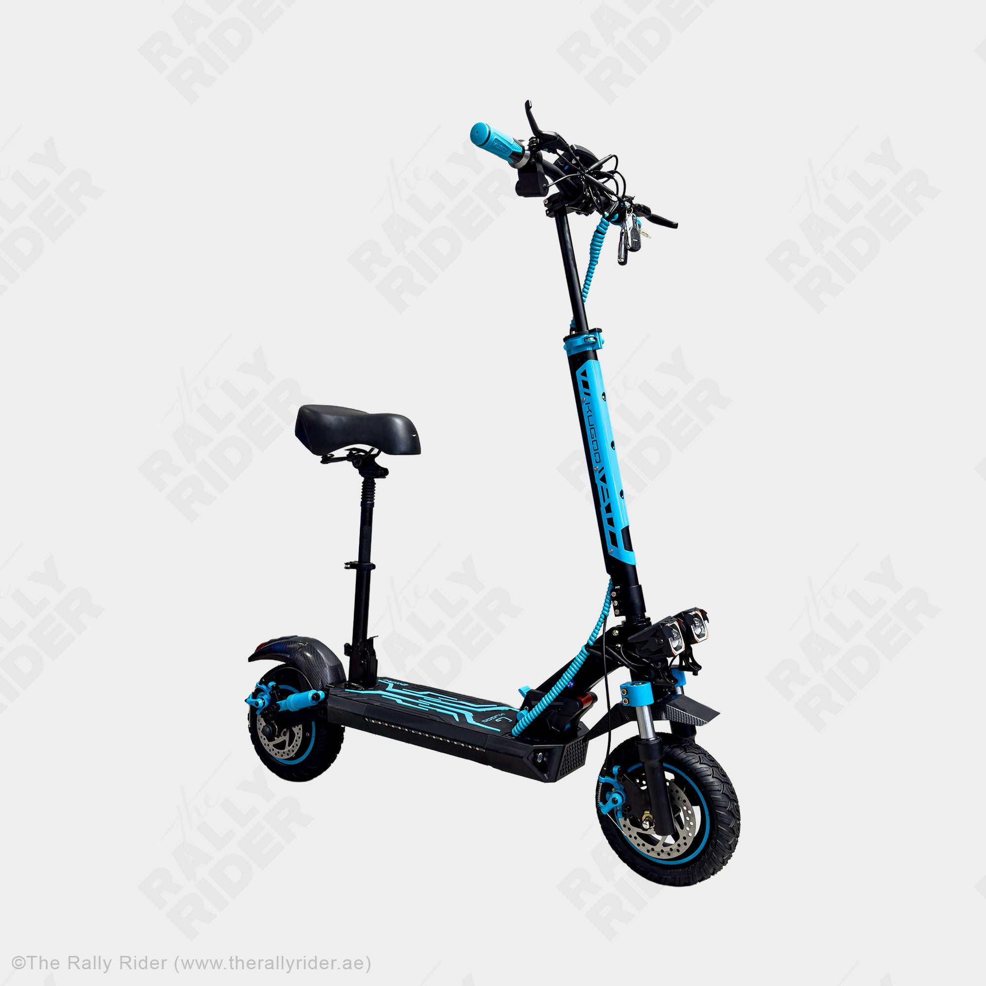 Kugoo D11 Pro electric scooter front three-quarter angle with chunky knobby tyres