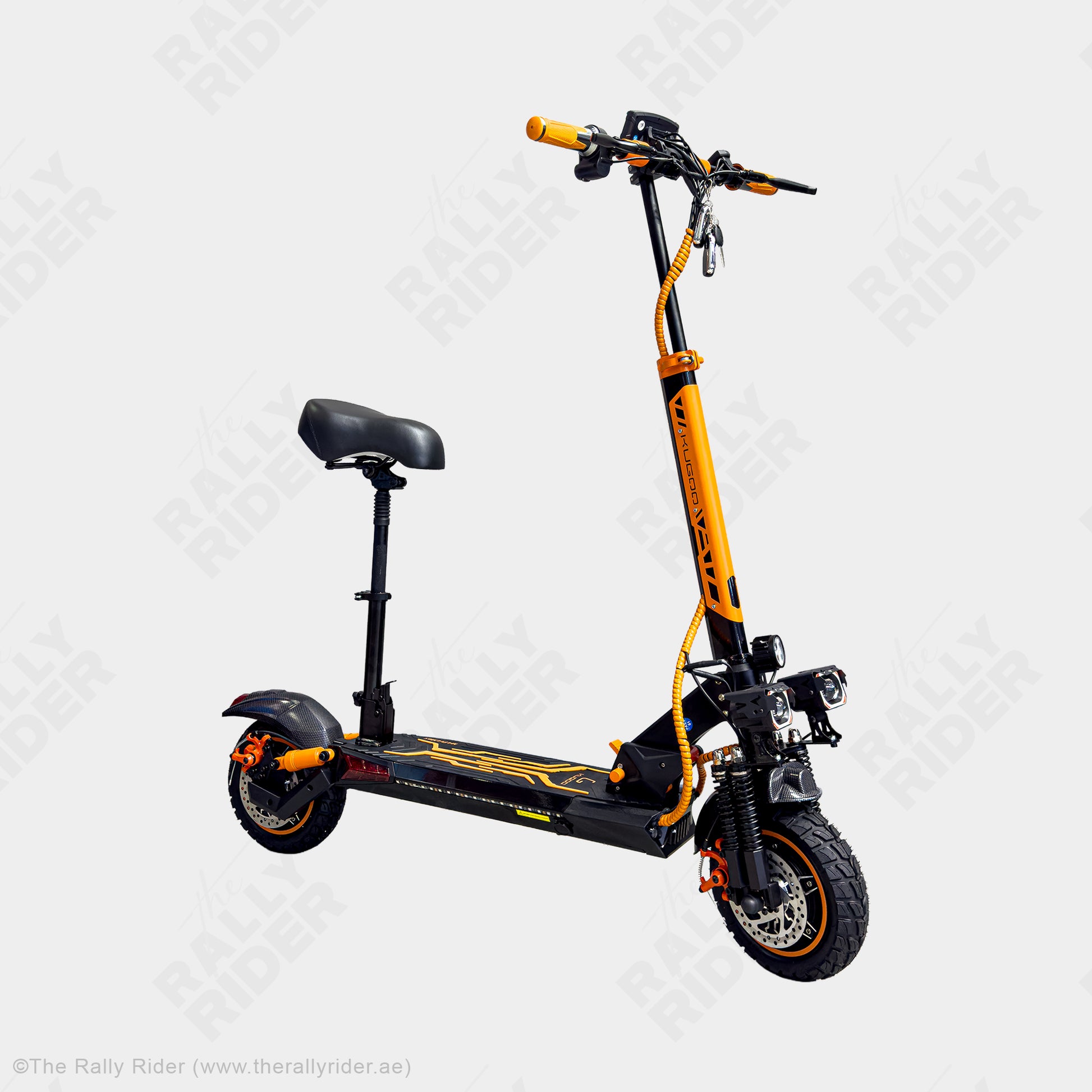 Kugoo M4 Pro Max off-road electric scooter, front three-quarter angle with chunky knobby tyres