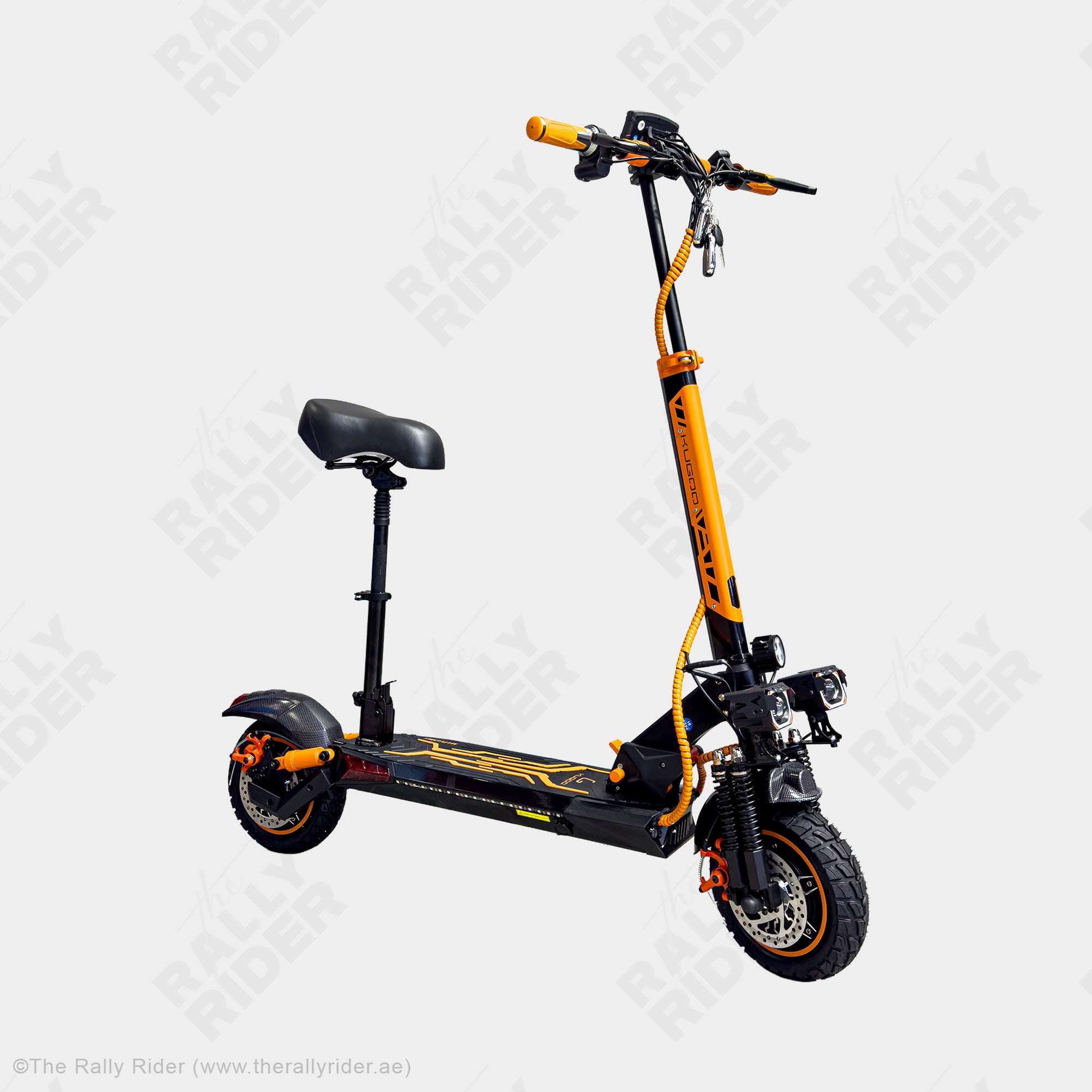 Kugoo M4 Pro Max off-road electric scooter, front three-quarter angle with chunky knobby tyres