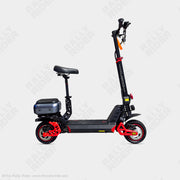 Kugoo M5 Mini Max compact electric scooter in black with red accents, side view with seat and storage box - The Rally Rider Dubai