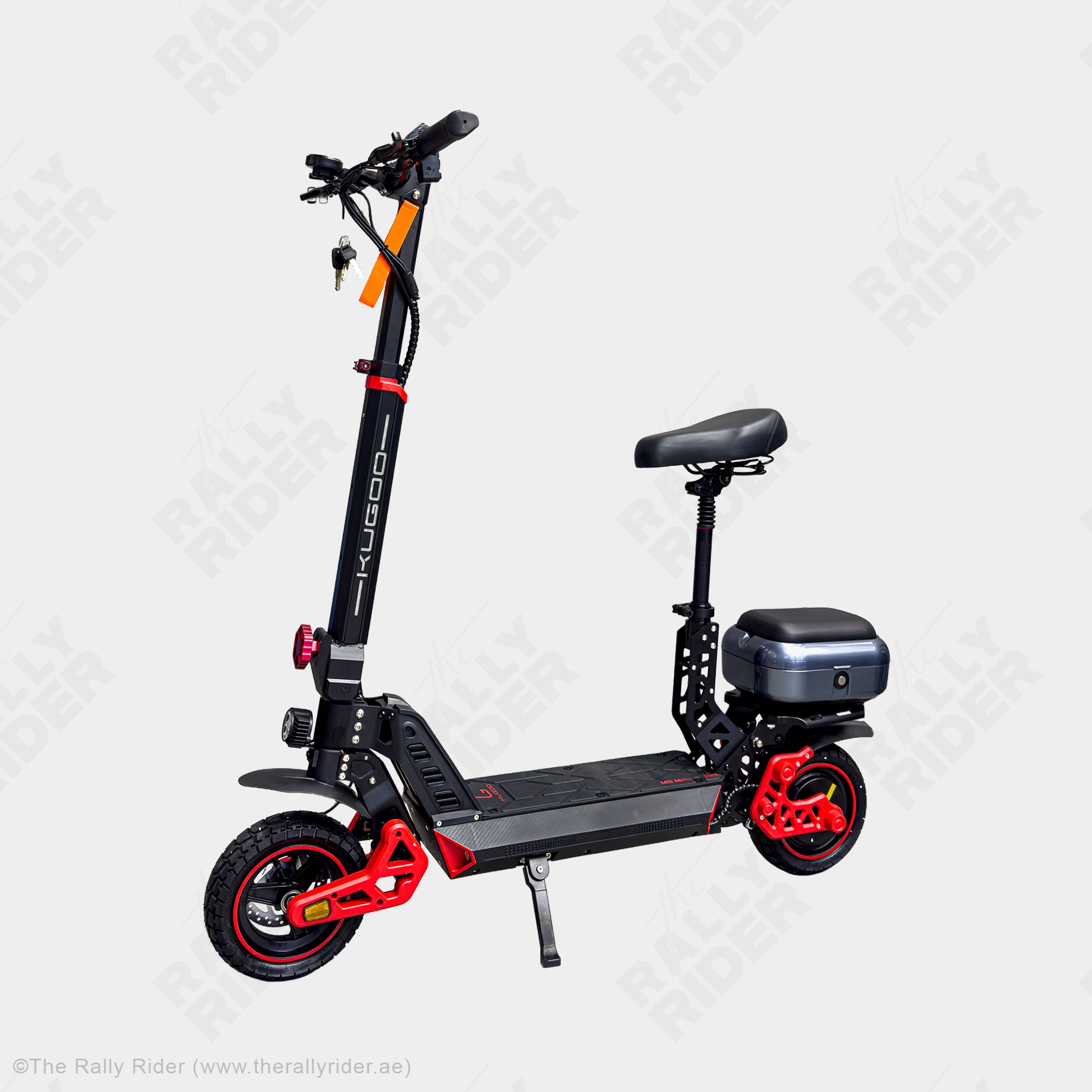 Kugoo M5 Mini Max seated electric scooter rear angle with storage box and rear disc brake - buy electric scooter UAE