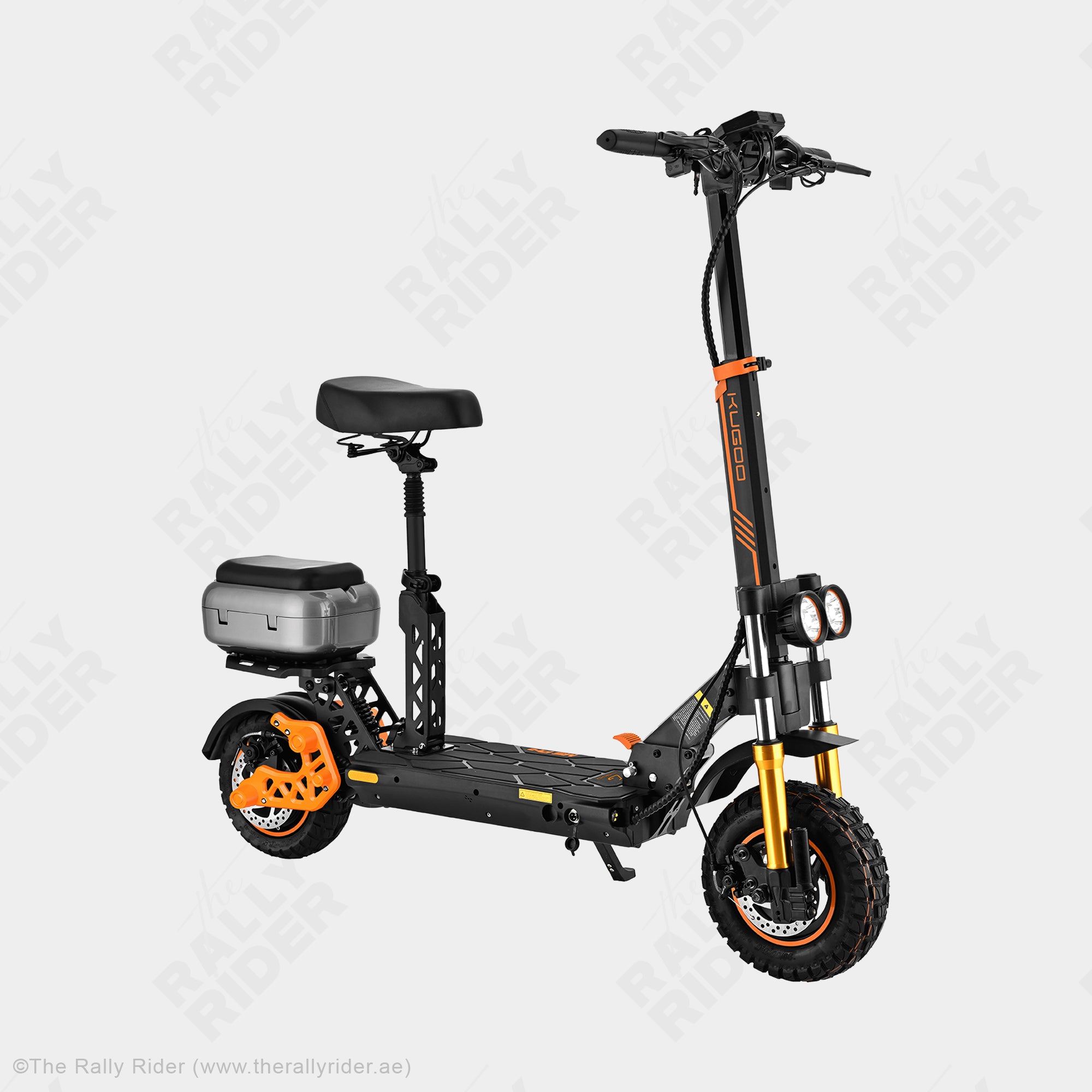 Kugoo M5 Pro electric scooter with dual hydraulic suspension and rear cargo box — buy electric scooter UAE
