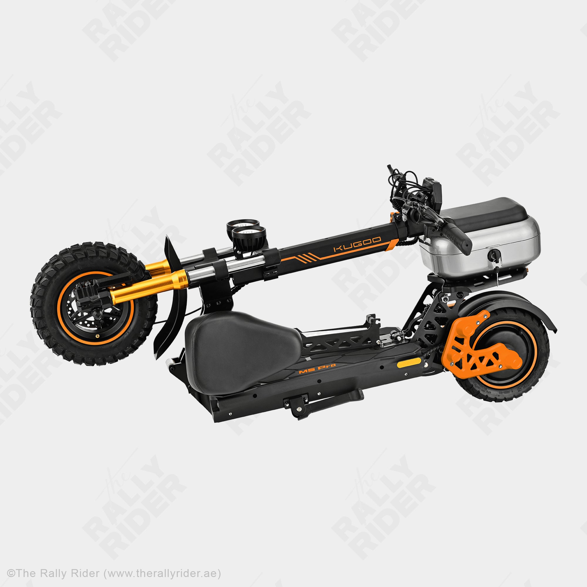 Kugoo M5 Pro foldable electric scooter shown folded for compact storage and transport in the UAE