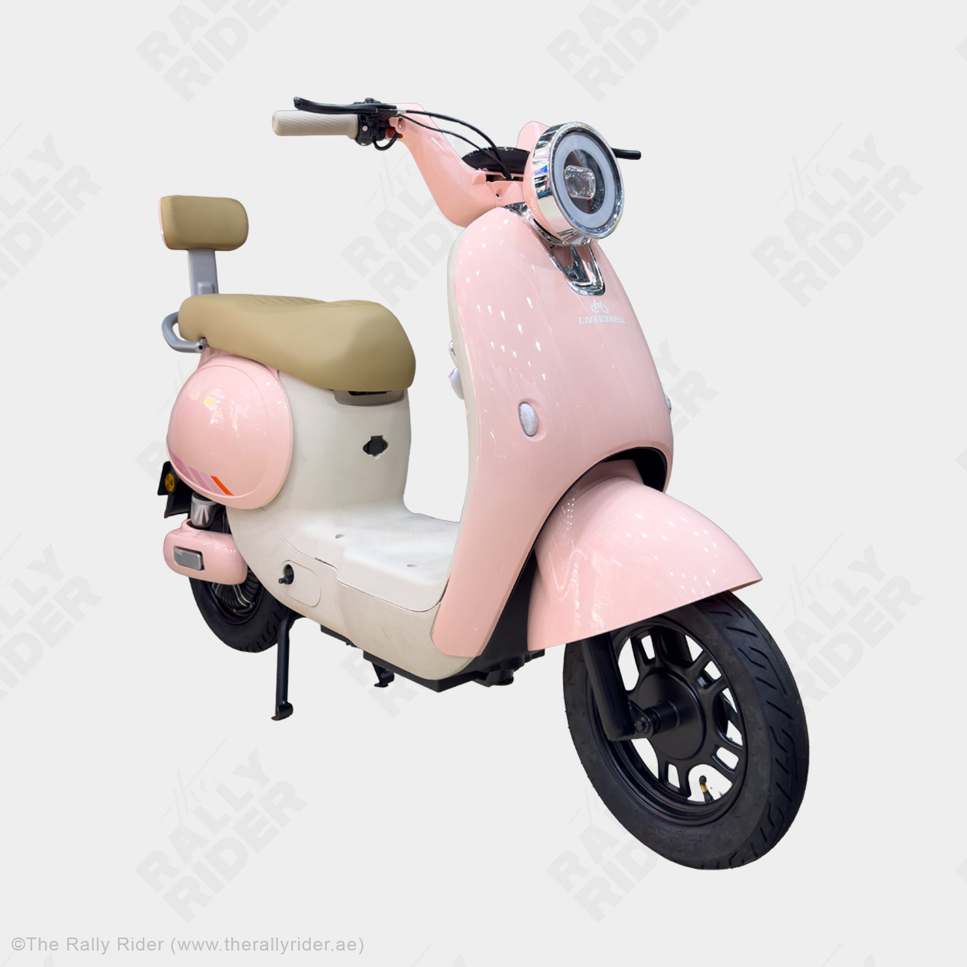Cannondell Splendid 5.0 retro urban electric ride in pink with LED lighting and 14 inch tubeless tyres