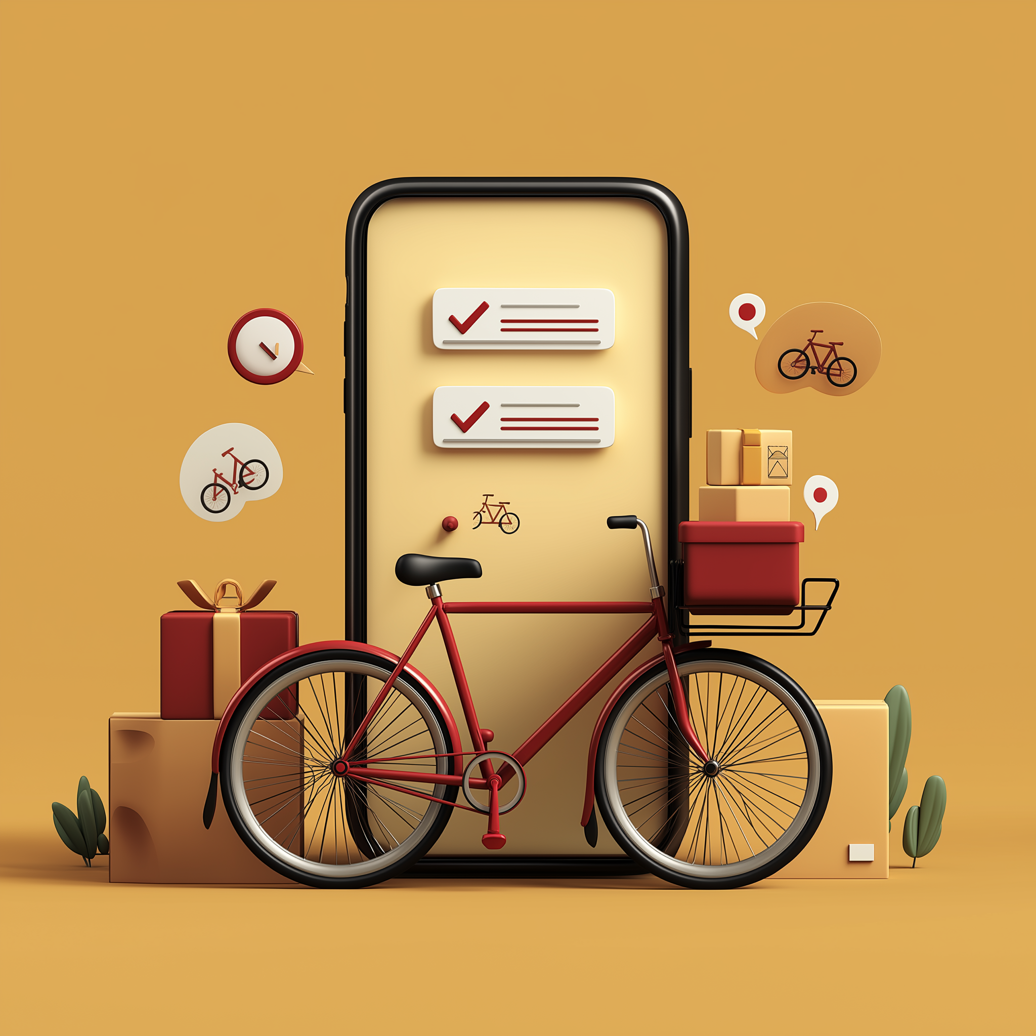 3D illustration of a smartphone with a delivery tracking screen, representing clear order updates from The Rally Rider.