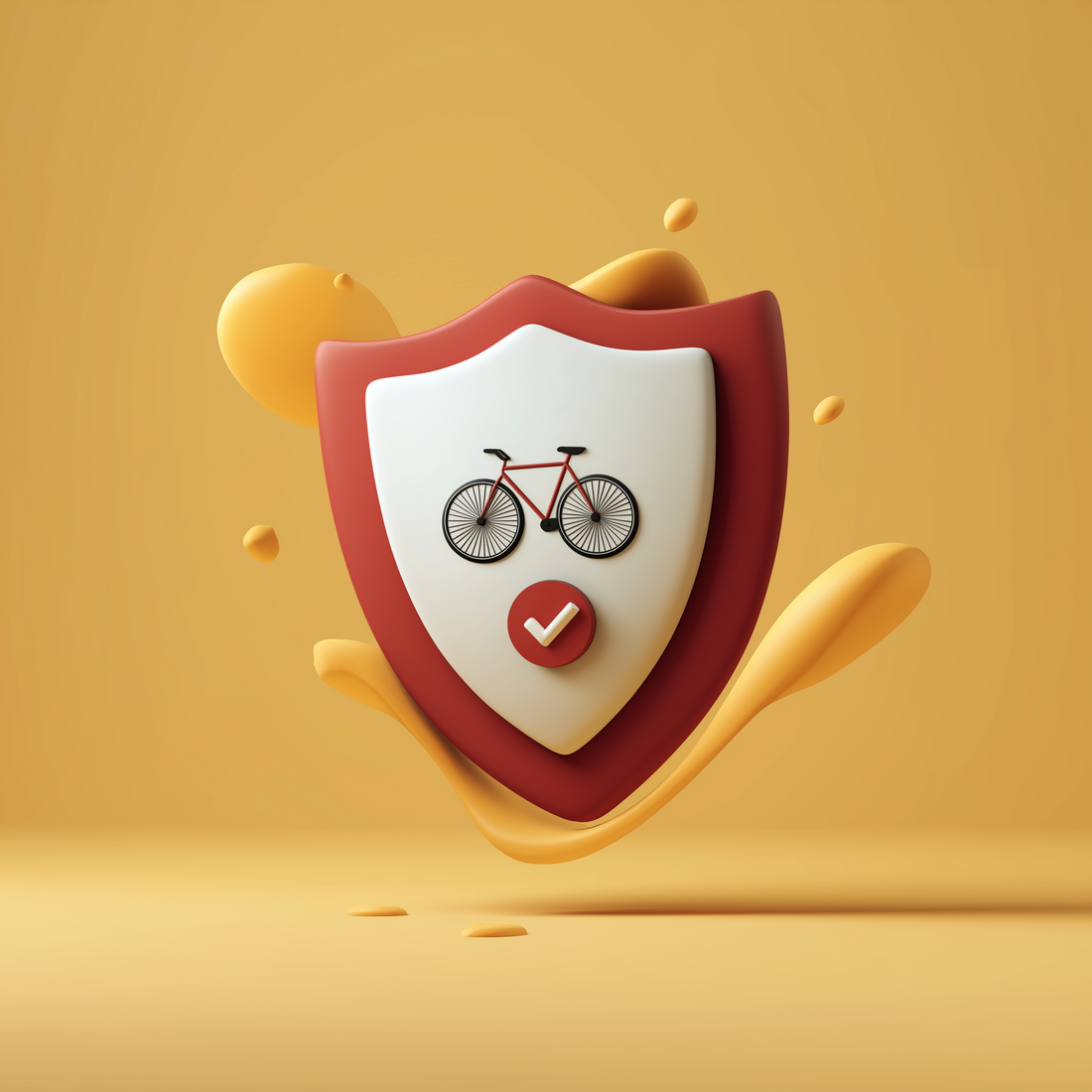 Shield with a bike icon and checkmark, representing The Rally Rider 15-day product warranty.